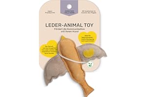 Japan Premium Pet Vogelförmige Beißwurst Hund aus Kalbsleder mit Kokosfasern | Zahnpflege & Zahnfleischmassage für Hunde | Robustes Hundespielzeug mit starkem Lederaroma | Zerrspielzeug für Hund