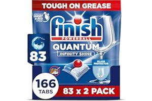 Finish Dishwasher Tablet, Quantum Infinity Shine, 166 Tablets (83 x 2 pck), Fresh Scent, Powerful Clean & Shine Detergent Tabs, Tough on Grease Stains