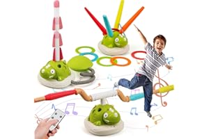 Hengrongshen 3 In 1 Musical Jump Toy, Ringwurfspiel, Raketen Spielzeug für Kinder, Sportspielzeug Innen & Außenbereich mit Fernbedienung für Jungen und Mädchen, Geburtstagsgeschenk für Kinder 3-8 Jahr