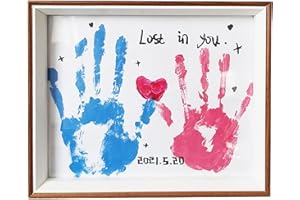 DEANAME Family Handprint Kit, Couple DIY Hand Print with Frame, Pet Footprint Kit Paw Print Kit Graffiti Creative Gift Set, DIY Handprint Gifts for Women (Non-Toxic Paints, Painting Tools Set)