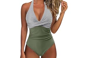 WESALOES Bañadores Mujer Reductores Barriga Espalda Expuesta Bañador Vientre Plan Ropa de Baño Traje de Baño de Una Pieza Mujer Fruncido Bañador Natacion Cuello en V Push Up Traje de Baño Acolchado