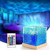 DOCAT 3D Ocean Wave Effect Night Light for Bedroom, 16 Colors Gradual Rotating LED Projection Night Lamp Projector for Bedroo