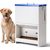 Automatic Dog Food Dispenser 22lbs Automatic Feeding for Outdoor Dog Food Dispenser Large Breed Galvanized Gravity Feed
