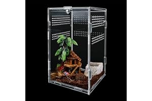yingd Reptile Terrarium Box, Reptile Feeding Case, Transparent Insect Feeding Box, Reptile Breeding Box For Spiderlings, Horned Frog, Beetles, Pet Snakes 12cm x 12cm x 20cm