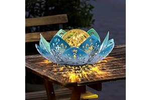 Solar Lampe Outdoor Gartendeko Ausolee,Garten Deko draußen, Wasserdichte Ausgehöhlt Solar Lotusblüten Lampe Gartendeko,Crack Glaskugel Deko Solar Lampe Outdoor.Solar Lampe für Gärten,Rasen (grün)