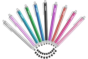 MEKO 10 Pack Stylus Pens for Touch Screens, 0.24" Replaceabler Tip Stylus, Universal Capacitive Tablet Touch Screen Pen for iPad/Pro/Air/Mini/iPhone/Samsung/Google/Motorola with Extra 20 Rubber Tips