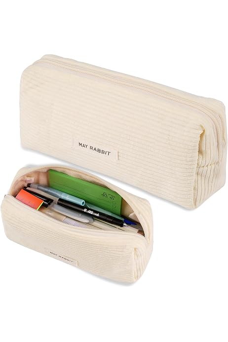 2er Set Federmäppchen Aus Cord – Beige & Grau, Robust Mit Reißverschluss