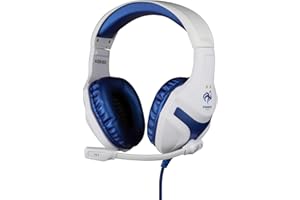 Konix FFF Casque Gaming Filaire PS-400 pour PC, PS4, PS5, Switch et Xbox - Microphone 45° - Câble 1,5 m - Prise Jack 3,5 mm - Blanc et Bleu