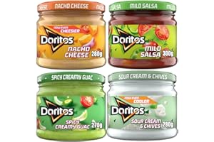 CREDO GIFTS Nacho Cheese Dip 280g With Mild Salsa Dip 300g, Sour Cream & Chive Dip 280g & Guacamole Dip 270g, Party & Movie Selection (4 Pack Bundle Consisting of Doritos Dips)