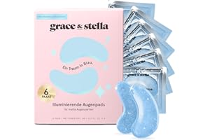 ‎GRACE & STELLA grace & stella - Augenpads gegen Augenringe, Aufhellende Eye Pads gegen Tränensäcke und Falten, Kühlende und Erfrischende Augen Pads Masken, Gel-Eyepads, 6 Paare, Blau