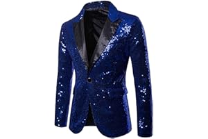 Gefomuofe Veste de costume à paillettes pour homme - Coupe droite - Coupe droite