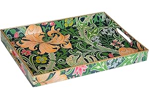 Simmer Stone Rechteckiges dekoratives Tablett aus Kunststoff mit Griffen, modernes Serviertablett für Ottomane, Couchtisch, Küche und Bad, 40 x 30 cm (Morrisgrün)