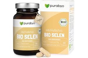 ‎PURABYO Bio Selen Kapseln aus Senfsamen | im Glas | 100µg pro Kapsel | 3-Monatsversorgung | Organisch | Nur 1 Kapsel täglich | Selen Bio | vegan, laborgeprüft und in Deutschland hergestellt