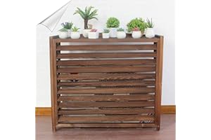 HRXQ Support De Climatiseur En Bois Extérieur, Grille Anti-corrosion En Bois, Couverture De Climatiseur À Persiennes Extérieures, Support De Fleurs Pour Climatiseur En Bois Massif - Couleur : Carbonisé