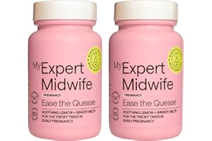 My Expert Midwife Ease The Quease Soothing Ginger Melts, Help Manage Morning Sickness in Pregnancy, Natural and Safe Relief from Nausea, Food Supplement - 120 Tablets (Pack of 2)