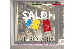 Vetrofanie Saldi SCONTI - Scritta Saldi - Decorazioni Saldi sconti - Fuori Tutto, Saldi vetrine Negozi, Stickers cartellini sconti Adesivo4You (116x80 cm.)