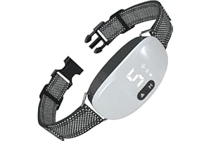 BEOANKIT Collar Antiladridos para Perros, Automático con 8 Niveles de Sensibilidad Ajustables,8 Modos de Vibración,Fuerte Vibración y Sonido,Resistencia al Agua y Recargable-Blanco