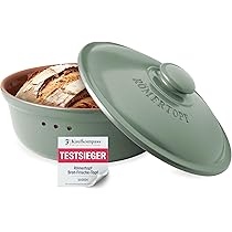 Römertopf Brottopf oval MAXI 6,5 Liter - Brotkasten Grün aus Keramik