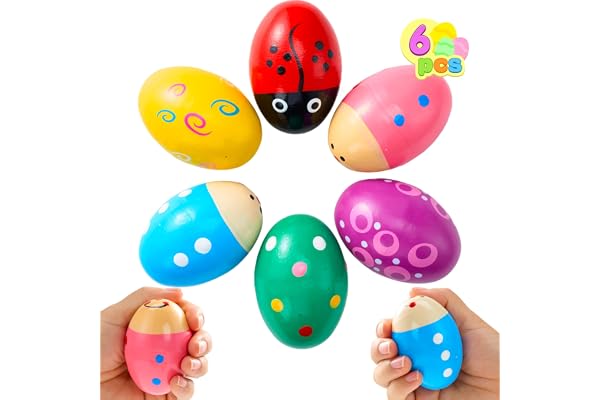 JOYIN 6 paquets de décorateurs de Pâques en bois, maracas, musique de percussion pour remplissage de panier de Pâques, accessoire de prix pour salle de classe, instrument de musique, remplissage de