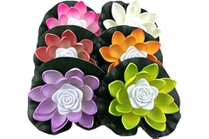 JIAMIAN Lot De 6 En Forme Fleur Lotus Artificielle Flottante, Nénuphar Flottants, Led Souhaitant Lumière Pour Décoration Piscine Jardin Aquarium Mariage