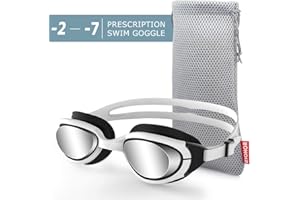 ZIONOR G7 Gafas de Natación Correctoras con Miopía Óptica y Visión Nocturna, Sin Fugas, Protección UV 100% para Hombres y Mujeres, Natadores Adultos (Dioptría de 2,0 a 7,0)