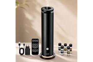Vattenfri Aromadiffuser Startkit med 5 Eteriska Oljor, Diffuser för Eteriska Oljor för Upp till 150 m², 6 Intensitetsnivåer
