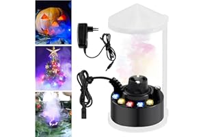 BORDEAG Nebulizzatore Ad Ultrasuoni: 12 LED Luci Colorate Atomizzatore, Ultrasuoni Atomizzatore Con Paraspruzzi Rimovibile, D'acqua Stagno Nebbia Macchina, Fogger Atomizzatore per Acquario Fontane (Nero)