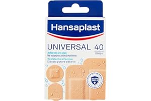 Hansaplast Cerotti UNIVERSAL, Cerotti impermeabili con elevato potere adesivo e traspiranti per tutti i tipi di ferite, 1 confezione da 40 Pezzi in 4 formati