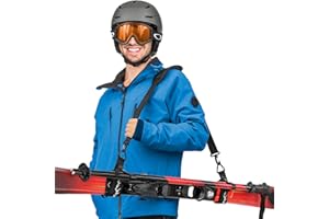 Mata1 - Ski Strap & Pole Carrier - Black - Adjustable Shoulder Strap to Carry Skis & Poles with Ease - Comfortable with Padded Shoulder Sling - Perfect for Men, Women & Kids
