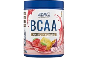 Applied Nutrition BCAA Powder - Branched Chain Amino Acids BCAAs Supplement, Amino Hydrate Intra Workout & Recovery Energy Drink (450g - 32 Servings) (Fruit Burst)