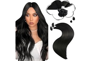 ‎MORESOO Moresoo Extensions Echthaar Bondings Schwarz Bonding Extensions Echthaar 1g/s Keratin Bondings Echthaar U Tip Haarverlängerung Echthaar Bondings 50g #1B