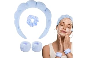 WD&CD Conjunto de Diadema para Lavado de Cara y Maquillaje, Azul