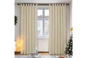 Deconovo Tende Oscuranti per interni 2 Pezzi 140x210 CM, Tende Camera da Letto Moderne Termiche Isolanti, con Passanti, Beige Scuro