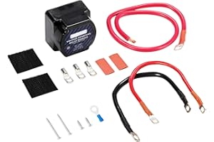 POHOVE Dual Battery Isolator Kit 12V 140Amp Voltage Sensitive Relay (VSR) Pro Dual Battery Kit Smart Automatic Charger for Marine Car UTV ATV RV Boat Camper Truck