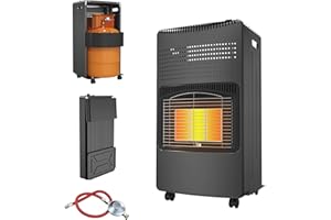 ACXIN 4200W Gasheizung Gasofen für Innenräume mit 3 Heizstufen, Faltbar Keramikbrenner Heizstrahler Gas mit ODS Schutzsystem & Gasdruckregler, Gasheizer Camping Heizpilz Gas Terrasse - Schwarz