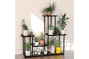 G TALECO GEAR Taleco Gear Étagère à 4 étages en métal pour Pots de Fleurs - pour intérieur ou extérieur - Noir