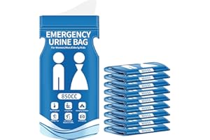 AIBAOBAO 10 Pièces Sac à Urine Jetable, 850ML Urinoir Femme Portable, Sac Urinaire pour Femmes, Hommes et Enfants, Sac Vomissement Voiture, Sac à Pipi pour Le Camping, Voyages, Embouteillages