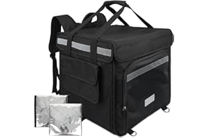 CarreGas Backpack Premium Food Delivery Bag, Thermal Insulated Cooler Bag Large Capacity Suitable for Cold and Hot Food with Dividers, Takeaway Home Delivery, Suitable for Bike 40x40x43cm 68L