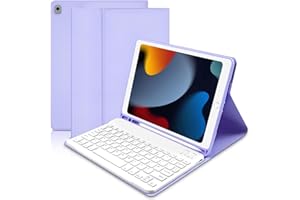 tititinita iPad Case with Keyboard 10.2 inch - iPad 9th Generation Case with Keyboard (2021), Built-in Pencil Holder - iPad Case 9th Generation/8th Gen/7th(UK Layout) - Purple