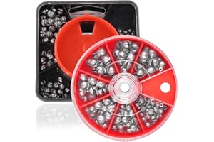 BLPRKOT 200 Pezzi Pesi per Piombo da Pesca, Pesi per Piombi Rimovibili, Diviso da Pesca Split Shot Piombini da Pesca Spaccatura 7 misure, 0,2g 0,28g 0,38g 0,5g 0,8g 1,6g 2g (0,4-1,5 g