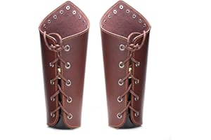 Mayting 2 Pcs Cuir Protège-Bras Bracelet, Tir à l'arc Protection Bras Garde Gantelet en Cuir Vitesse Réglable Brassards Antiques Tir Chasse LARP Costume Médiéval Armure Bracelet