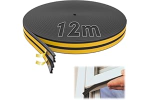 SWTYExt 12 m uszczelka okienna, profil E, uszczelka okienna, izolacja akustyczna, uszczelka drzwiowa, taśma uszczelniająca, samoprzylepna, czarna taśma uszczelniająca, do drzwi, okien drewnianych