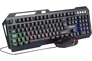 Intempo EE6419STKUK7V2 Gaming Keyboard & Mouse Set - Rainbow Backlit LED Colour Changing Keyboard With Elevated Keys, 6D Optical Mouse, USB Connection for most PCs, Enhanced Game Experience, UK Layout
