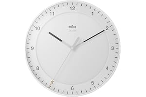 ‎BRAUN Braun BC17W-DCF Classic Large Radio-Controlled Wall Clock Central European Time Zone (MEZ/GMT+1) with Quiet Movement, Easy to Read Dial, 30 cm Diameter, White Model