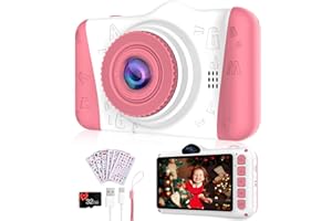 ULTRALENT Appareil Photo Enfant, 3,5 Pouces HD 1080P Appareil Photo Numérique Enfant, Antichoc, Double Caméra, Carte 32GB, Camera Enfant Cadeau pour Filles et Garçons de 3 à 12 Ans （Noël/Anniversaire）