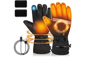 Anluomania Guantes calefactables Hombre Y Mujer, 2 * 4000mAh Guantes Calefactables Recargables, Guantes de Esquí Invierno, 3 Niveles de Temperatura, Resistentes al Agua/Viento, para Esquí Pesca Caza