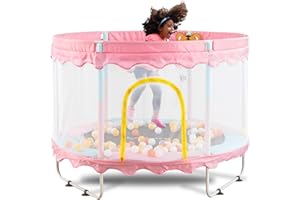 FOXSPORT Trampolin Indoor mit Netz, Hüpfpolster, Randabdeckung und für Kinder ab 2 Jahren - Kinder Gartentrampolin - Mini Jumping Trampolin Kinder, Sichere Trampolin Outdoor klein