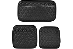 ALI2 3 Pezzi Tasca Vuota per Auto di Diverse Dimensioni, Portaoggetti per Seggiolino, in Pelle PU, Organizer, Scatola di Immagazzinaggio, Colore: Nero