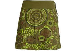 Vishes - Alternative Bekleidung - Kurzer Damen Baumwoll-Rock Bunt mit Mandalas und Blumen Bedruckt