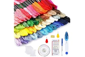 Fils à Broderie,TOPSEAS Kit de Broderie,150 Couleurs Fil à broder en coton doux,idéal pour les bracelets d’amitié, la broderie, le point de croix.